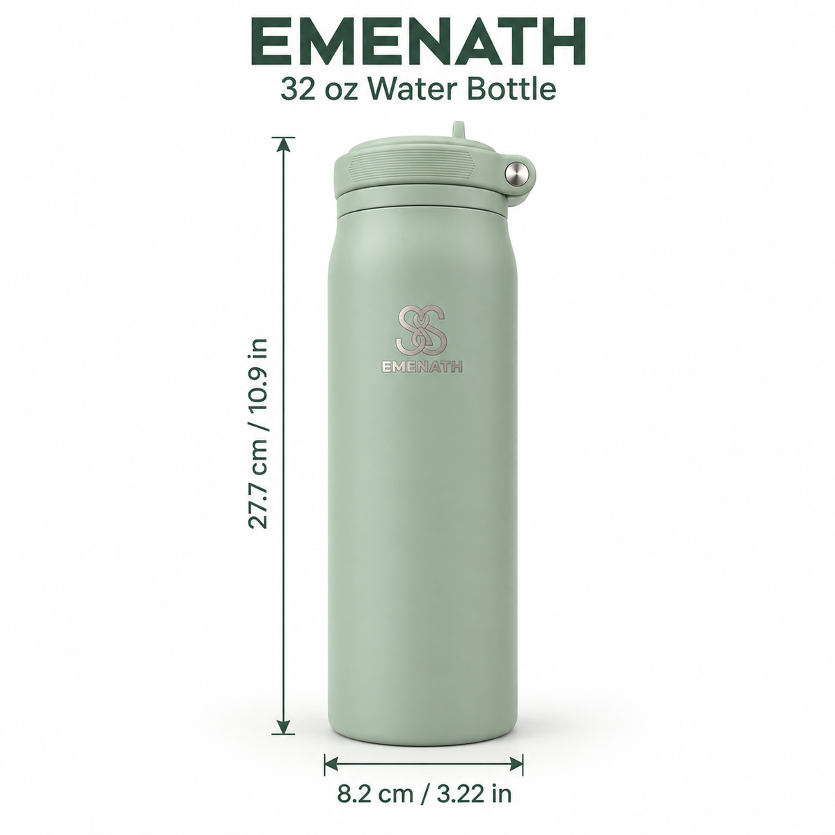 EMENATH 32 oz (950ml) Insulated Stainless Steel Water Bottle with Carry Handle