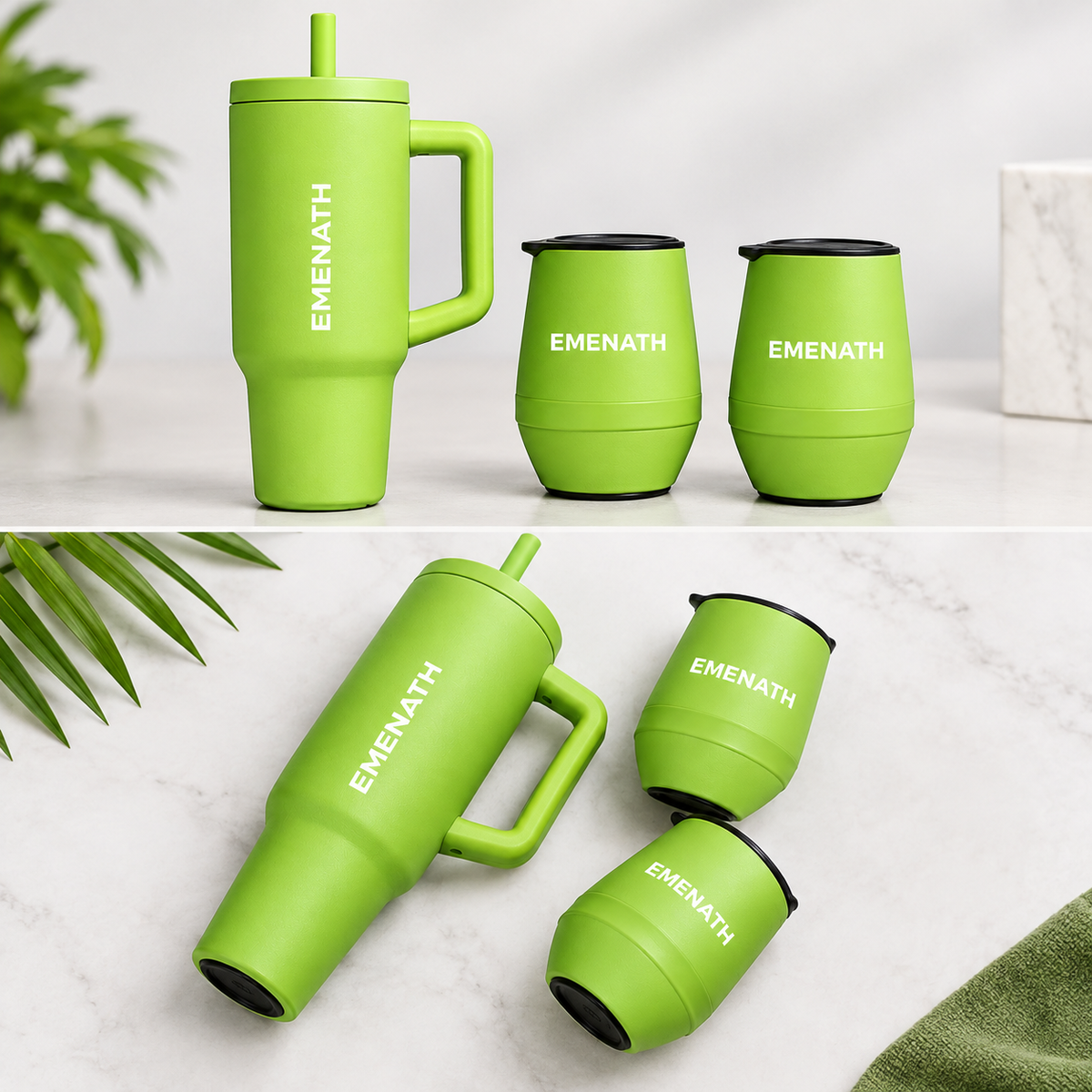 EMENATH 3-Piece Insulated Tumbler & Can Cooler Gift Set - Lime Green