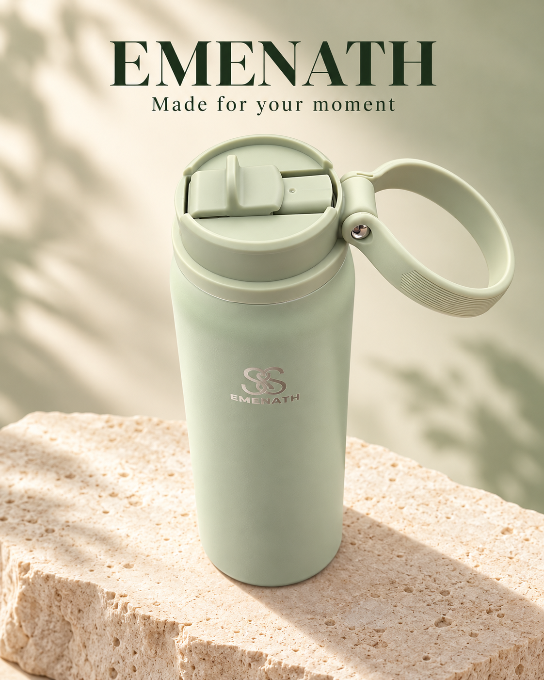 EMENATH 32 oz (950ml) Insulated Stainless Steel Water Bottle with Carry Handle