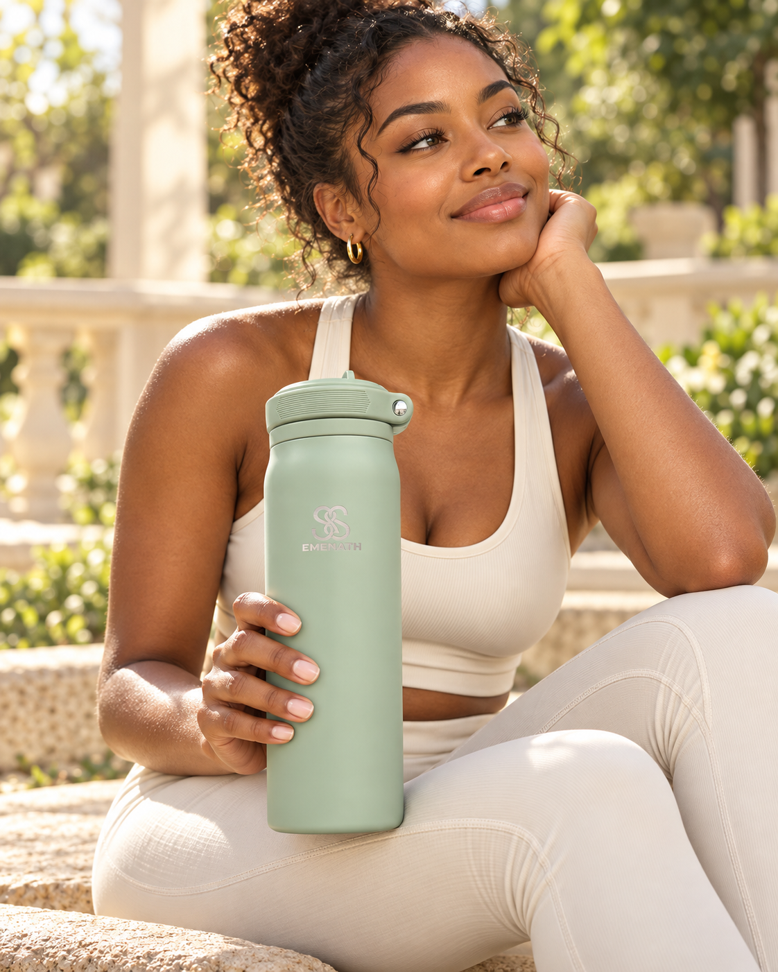 EMENATH 32 oz (950ml) Insulated Stainless Steel Water Bottle with Carry Handle