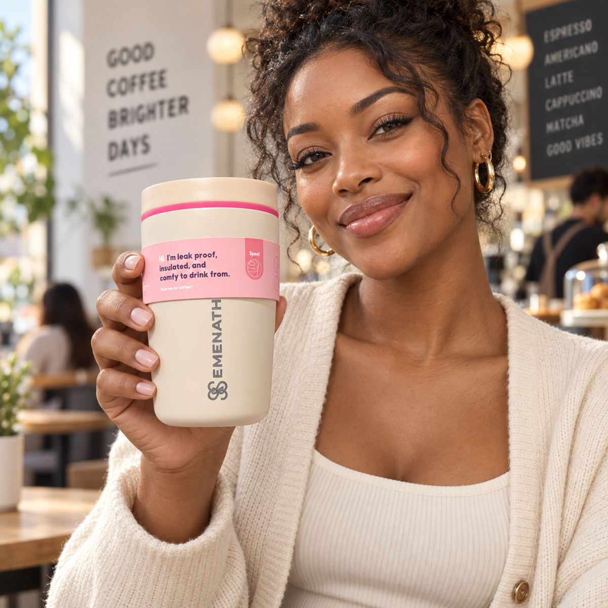 EMENATH 12 oz (355 ml) Reusable Coffee Travel Cup with Lid