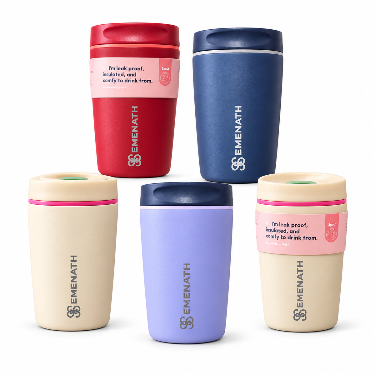EMENATH 12 oz (355 ml) Reusable Coffee Travel Cup with Lid