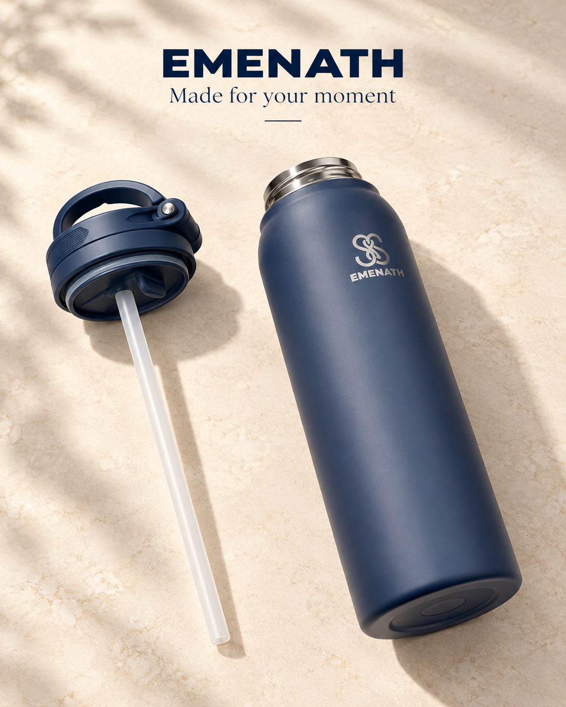EMENATH 32 oz (950ml) Insulated Stainless Steel Water Bottle with Carry Handle