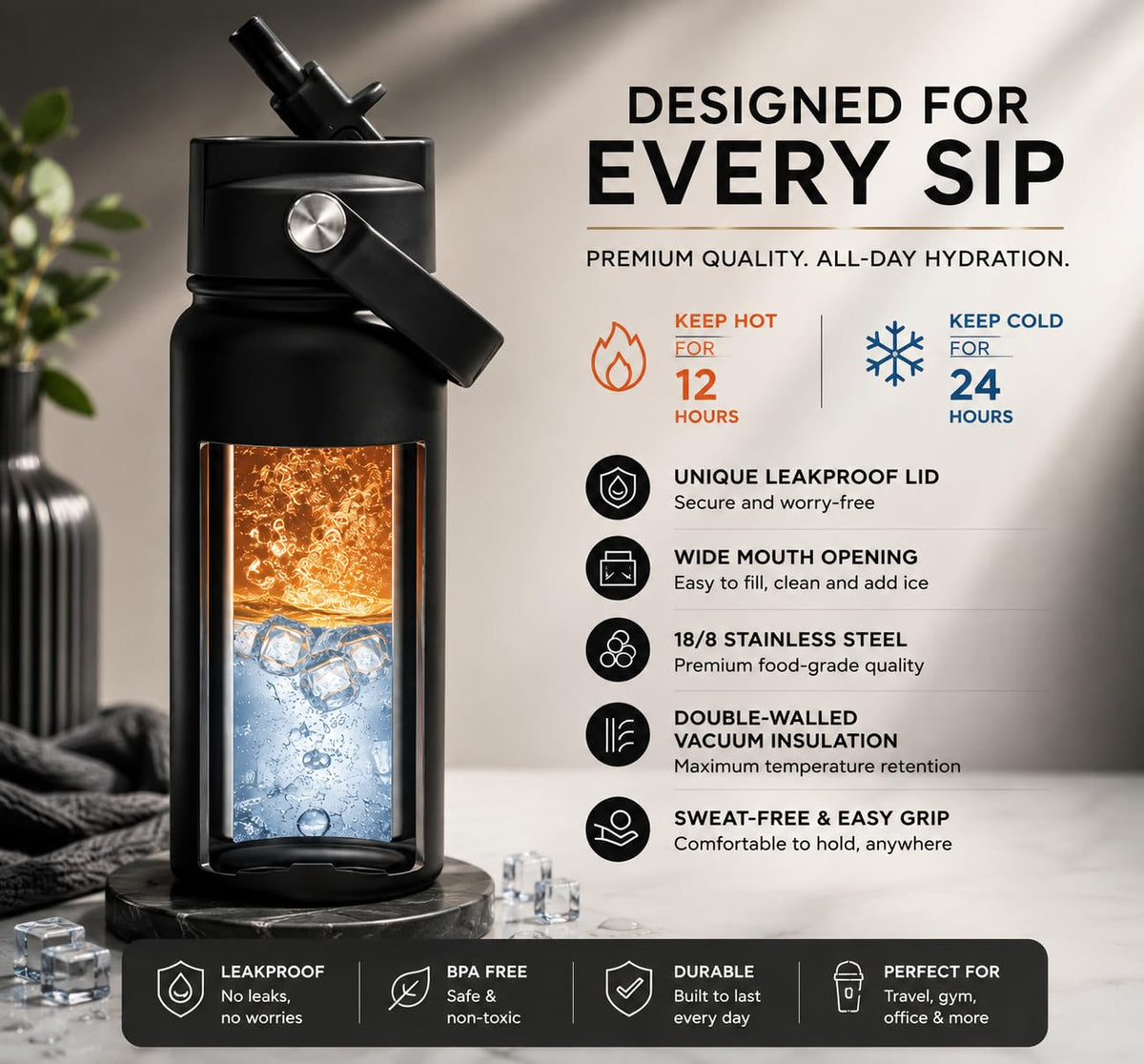 40 oz Insulated Water Bottle