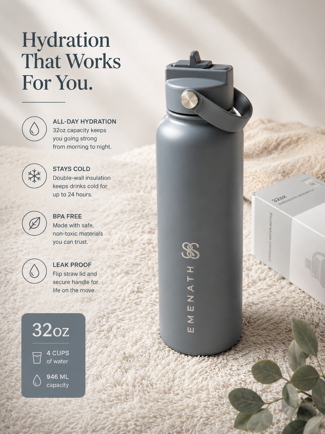 32oz Insulated Water Bottle