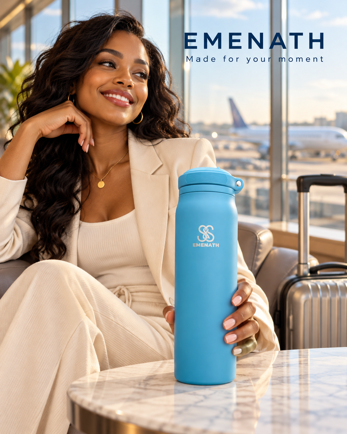 EMENATH 32 oz (950ml) Insulated Stainless Steel Water Bottle with Carry Handle