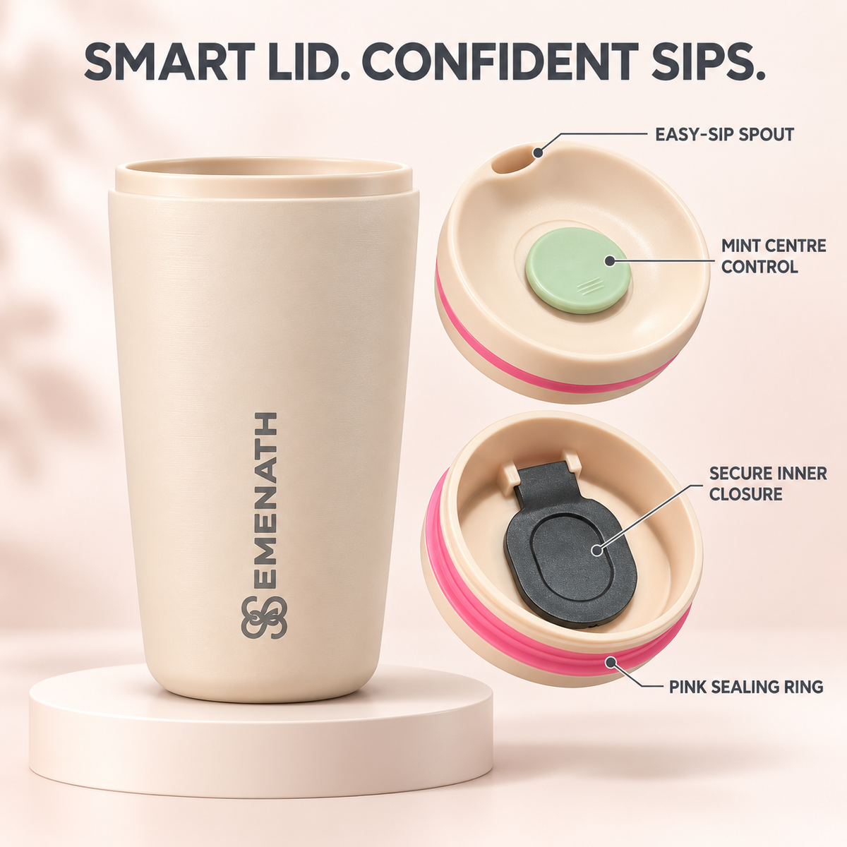 EMENATH 12 oz (355 ml) Reusable Coffee Travel Cup with Lid