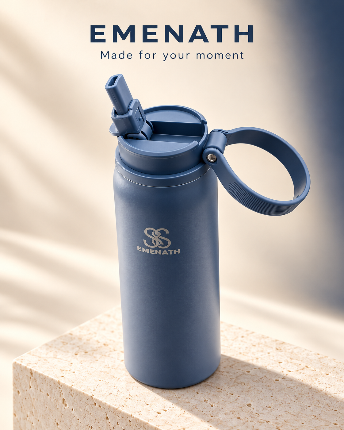 EMENATH 32 oz (950ml) Insulated Stainless Steel Water Bottle with Carry Handle