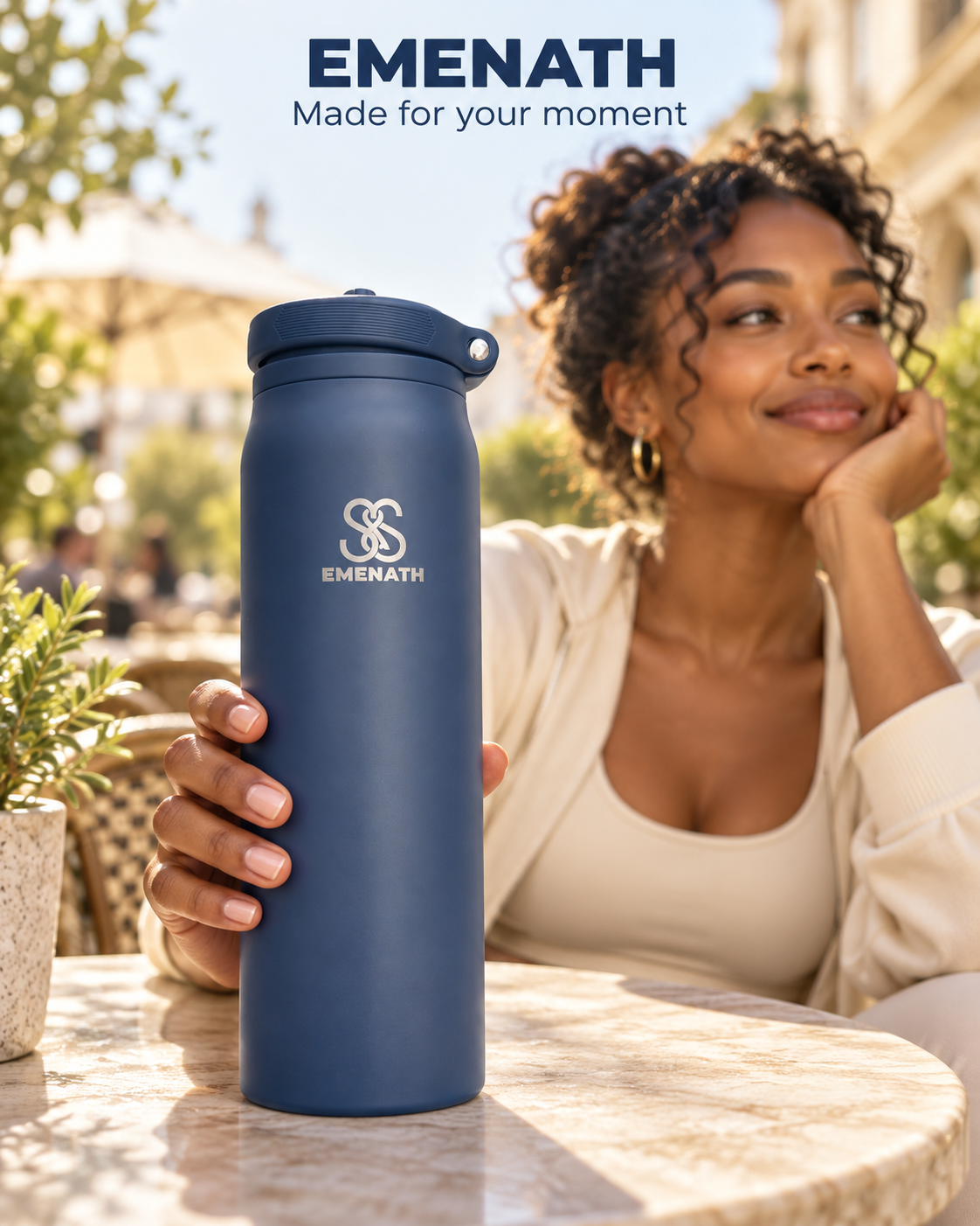 EMENATH 32 oz (950ml) Insulated Stainless Steel Water Bottle with Carry Handle