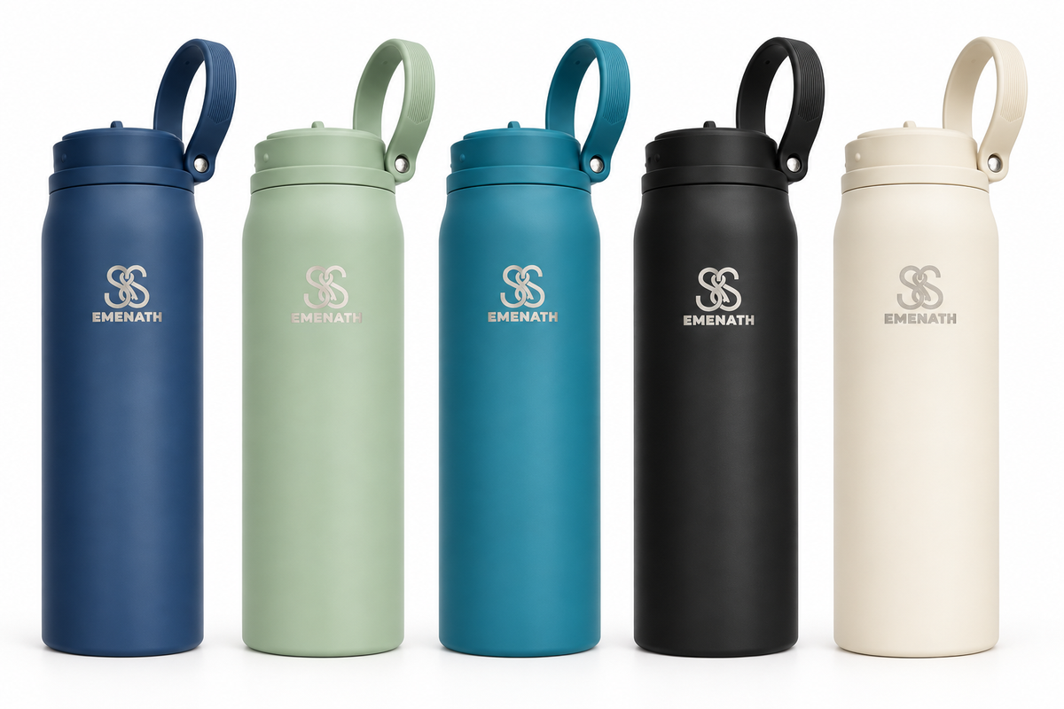 EMENATH 32 oz (950ml) Insulated Stainless Steel Water Bottle with Carry Handle