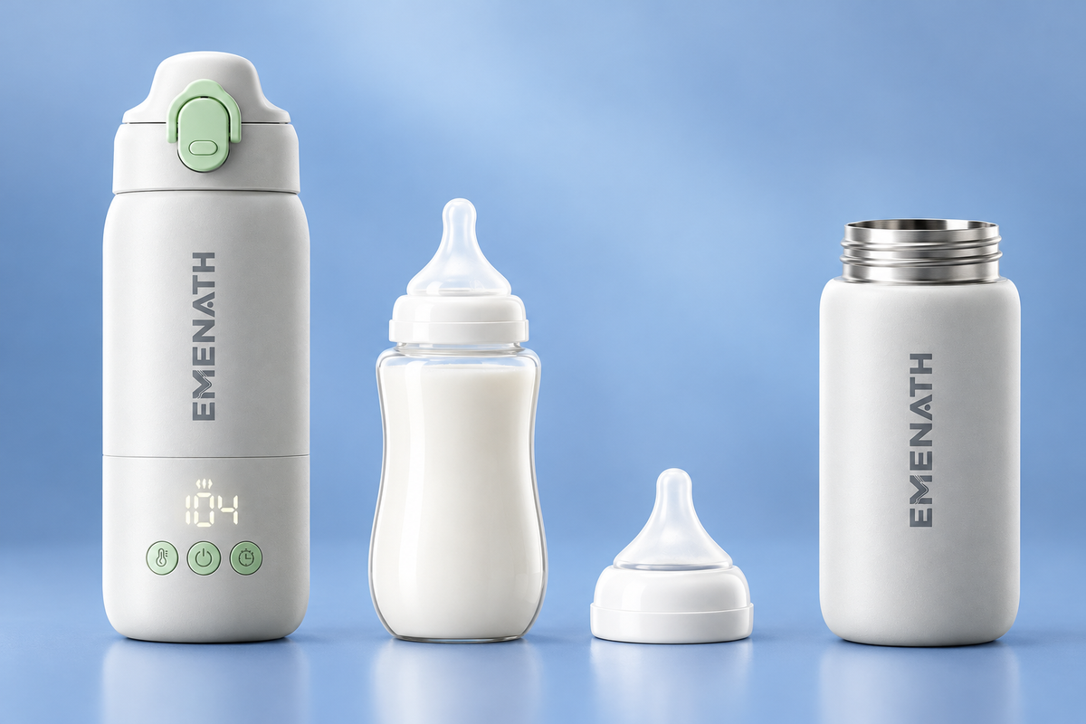 EMENATH Portable Digital Bottle Warmer & Milk Dispenser - Light Grey