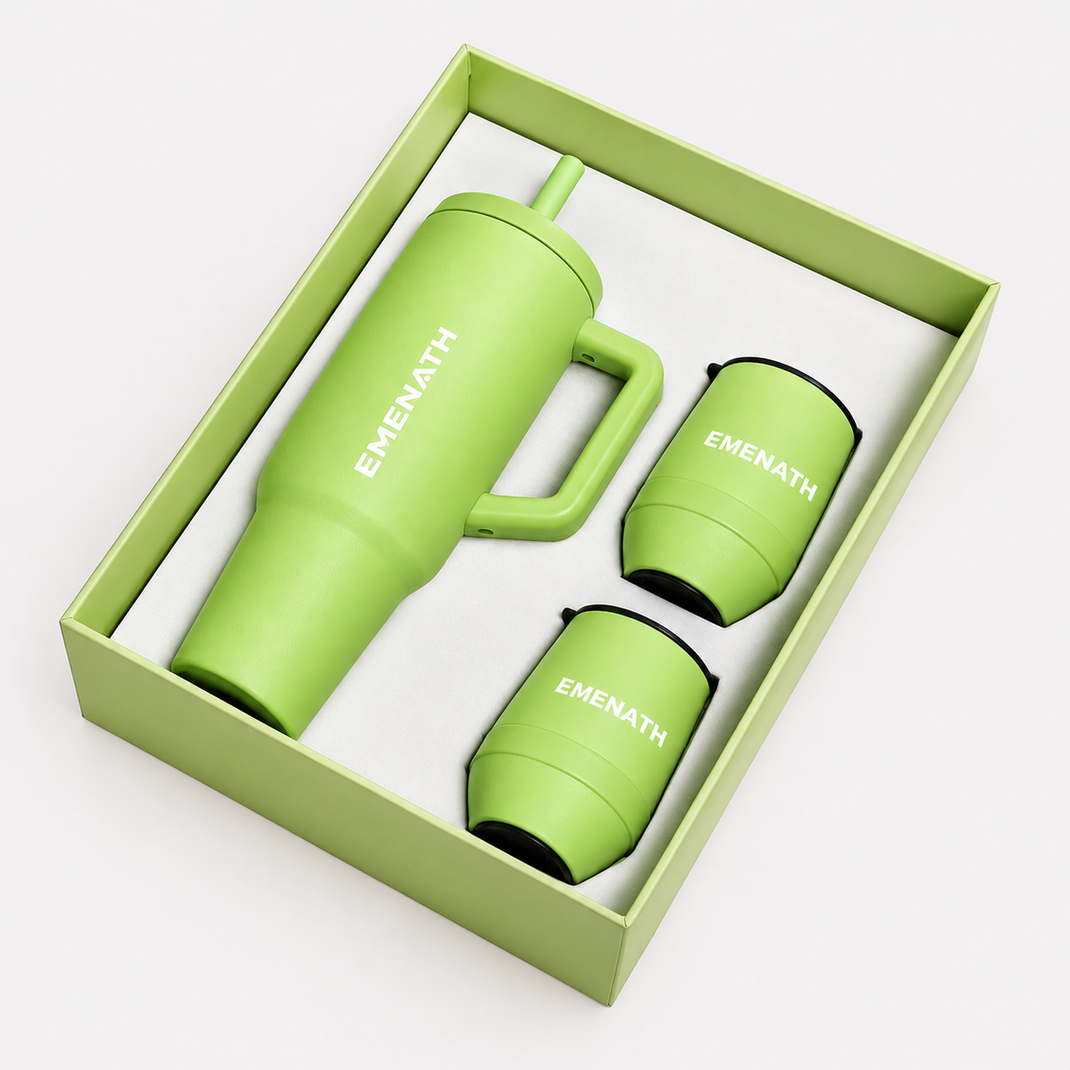 EMENATH 3-Piece Insulated Tumbler & Can Cooler Gift Set - Lime Green