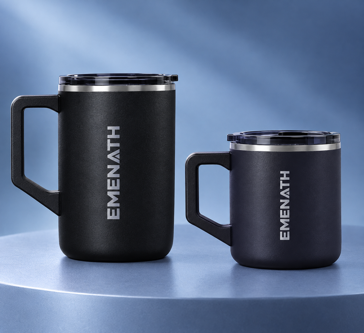 EMENATH 2-Piece Insulated Coffee Mug Set with Handles - Matte Black